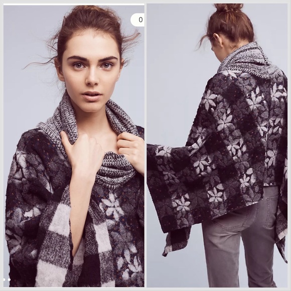 Anthropologie WINTERTIDE wool blend poncho, one size. - Picture 2 of 16